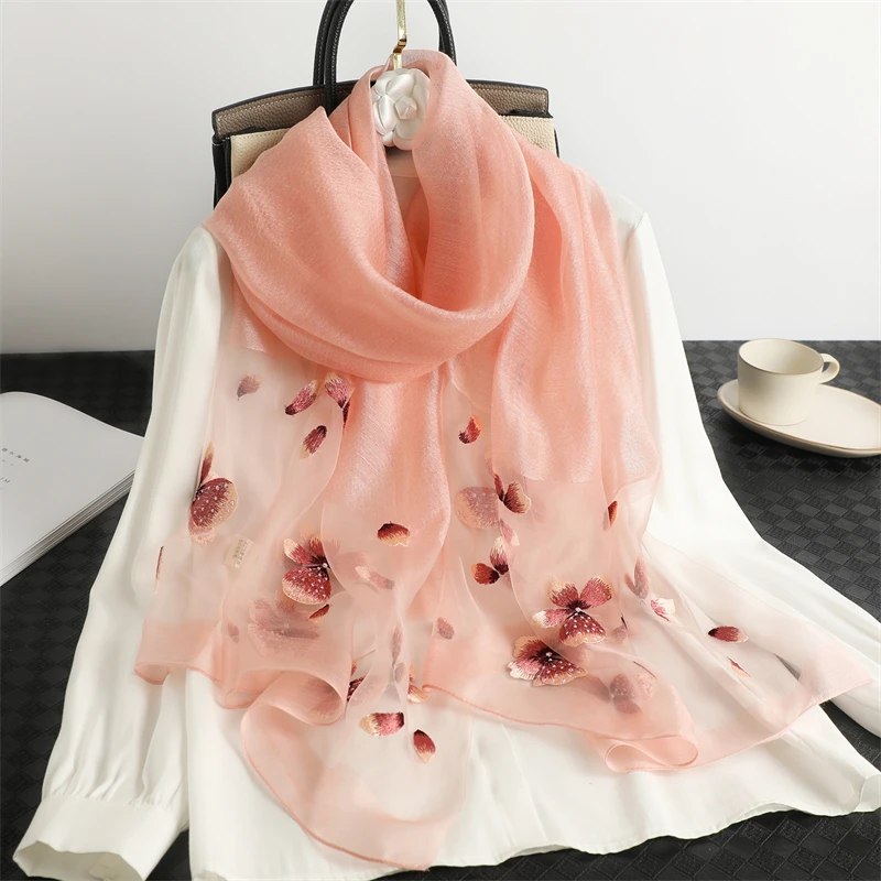 Модный Шелковый шарф с цветочным принтом для женщин роскошный головной платок