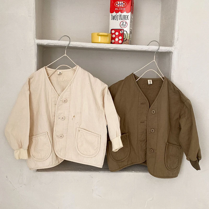 

1-6Yrs Kids Cotton Korean Style Long Sleeve Clothing Spring Autumn Korean Style Casual Loose Coat Baby Girls Boys Cardigan Coat