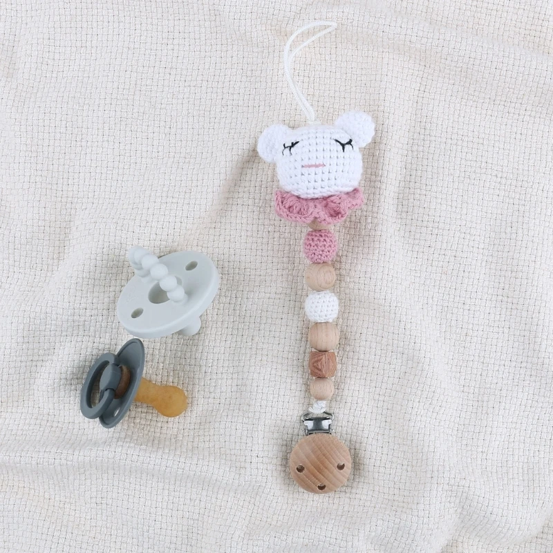 

Animal Crochet Pacifier Chain Nipples Holder for Newborn Dummy Chains Soother Chew Teething Toy Cartoon Feeding Gift