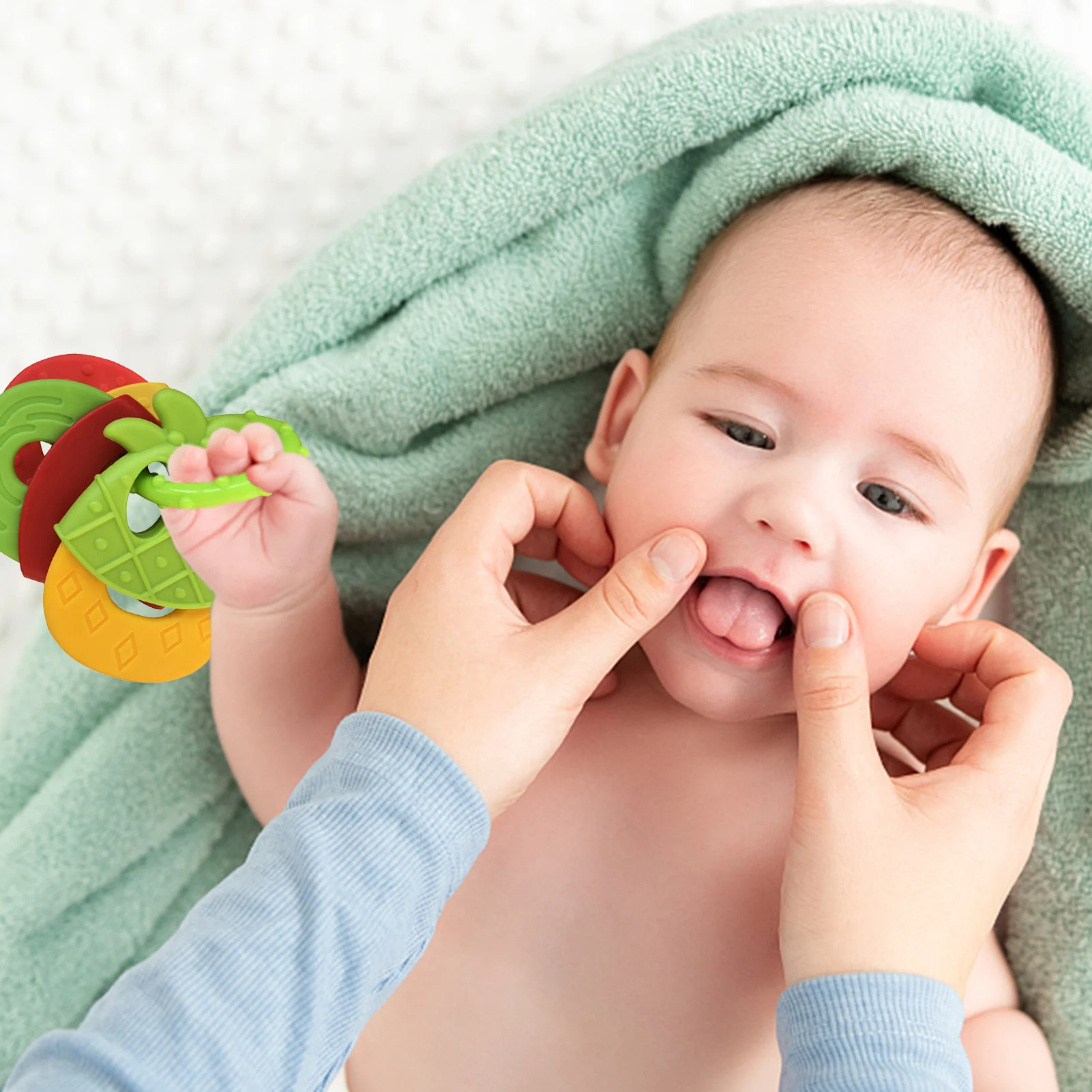 Игрушка-прорезыватель для зубов в виде фруктов мягкая резиновая погремушка