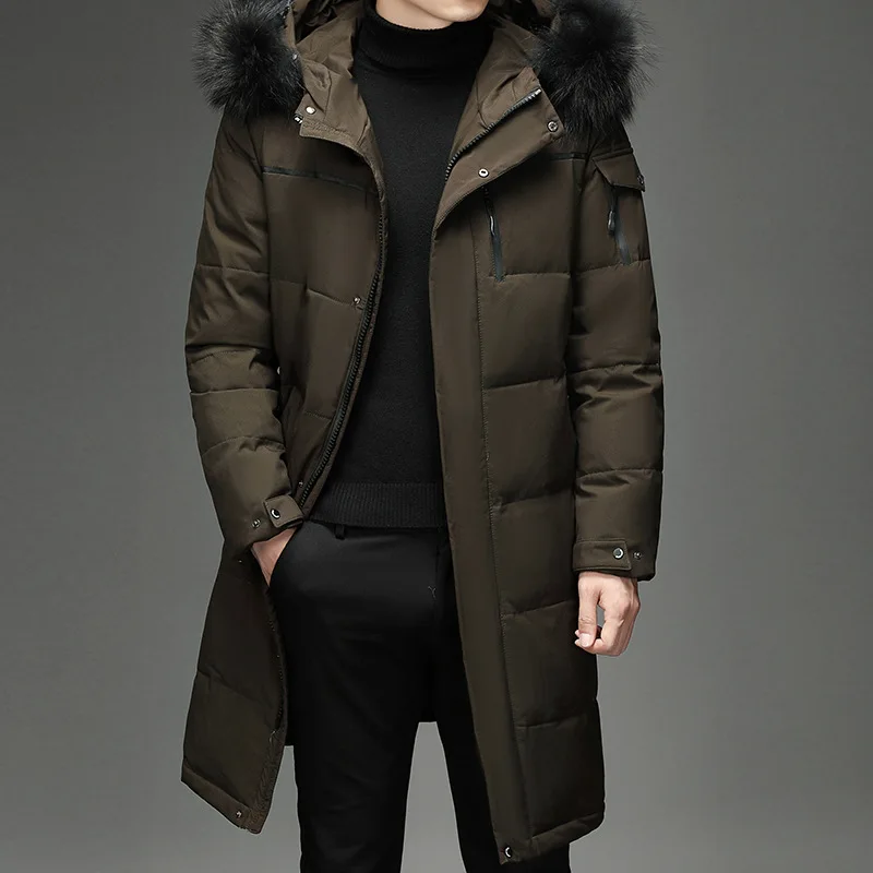2022 New Men Fashion Long White Duck Hooded Down Parkas Plus Size 4XL 5XL Men's Thickened Down Jacket -30 Winter Warm Down Coat