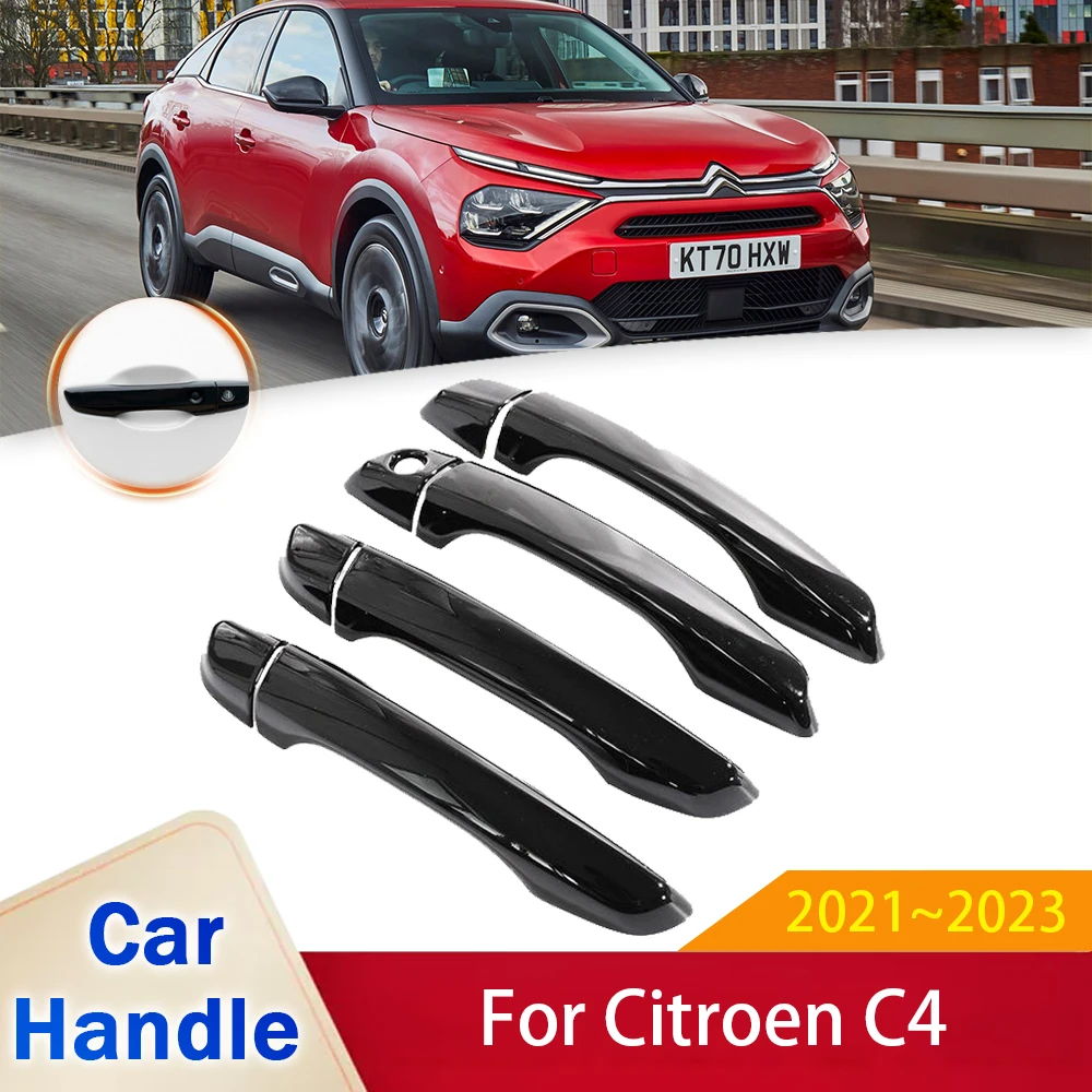 

Fit for Citroen C4 MK3 2021 2022 2023 Gloss Black Door Handle Cover Sticker Trim Car Protective Film Styling Accessories Gadgets