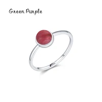 green purple s925 sterling silver minimalist round finger rings for women rhodochrosite wedding engagement statement jewelry