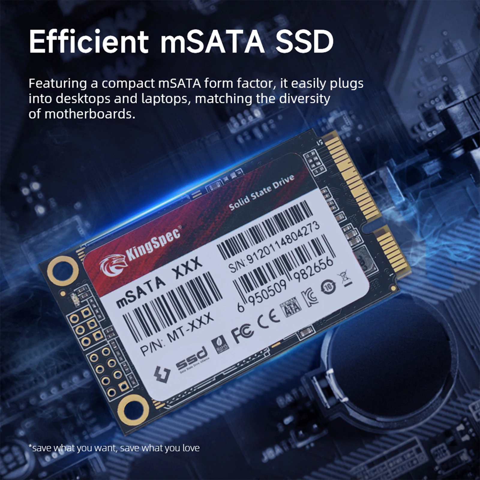 KingSpec SSD mSATA 256Gb/512GB/1TB 3x5cm Solid State Disk NGFF/SATA