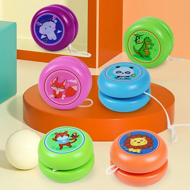 

Cute Animal Prints Wooden Yoyo Toys Cable sliding up and down Ladybug Toys Creative Toys For Children