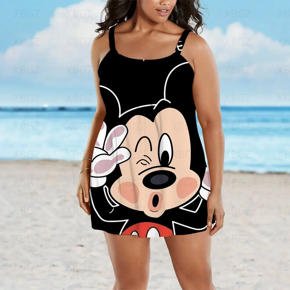 Boho Plus Size Summer Outfits Women's Dresses Free Shipping Print Woman 2022 Sleeveless Beach Dress Minnie Mouse Mickey Sexy 9XL