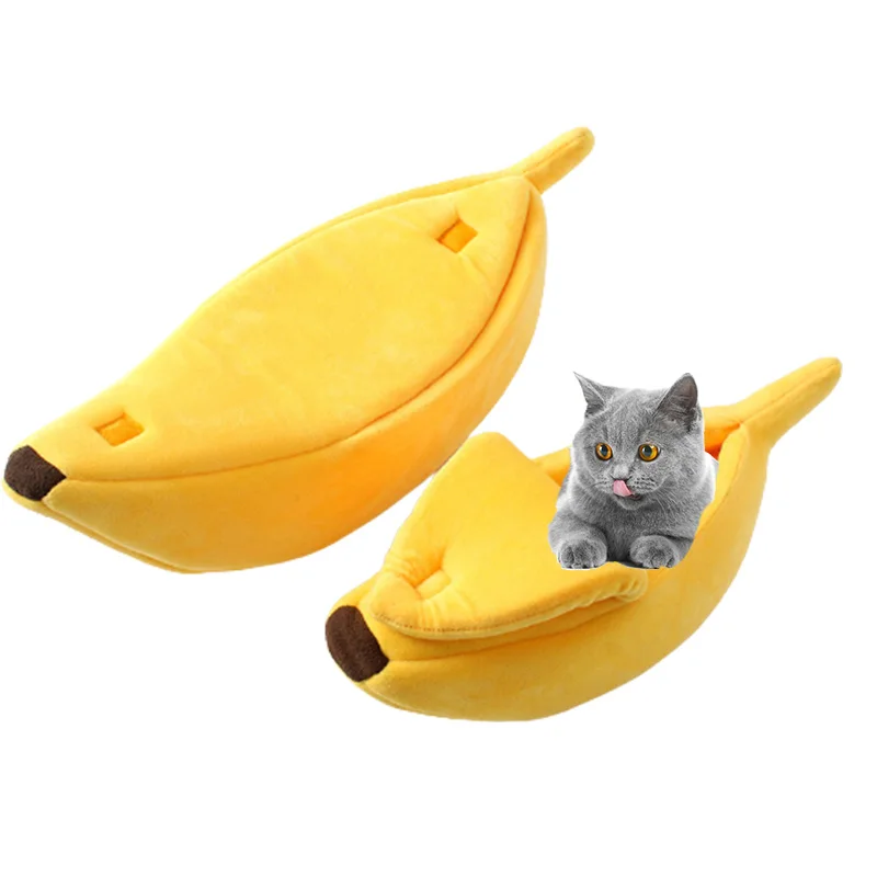 

Banana Cat Bed House Cute Comfortable Kitten Mat Beds Warm for Portable Cats Basket Kennel Dog Cushion Soft Winter Pet Supplies
