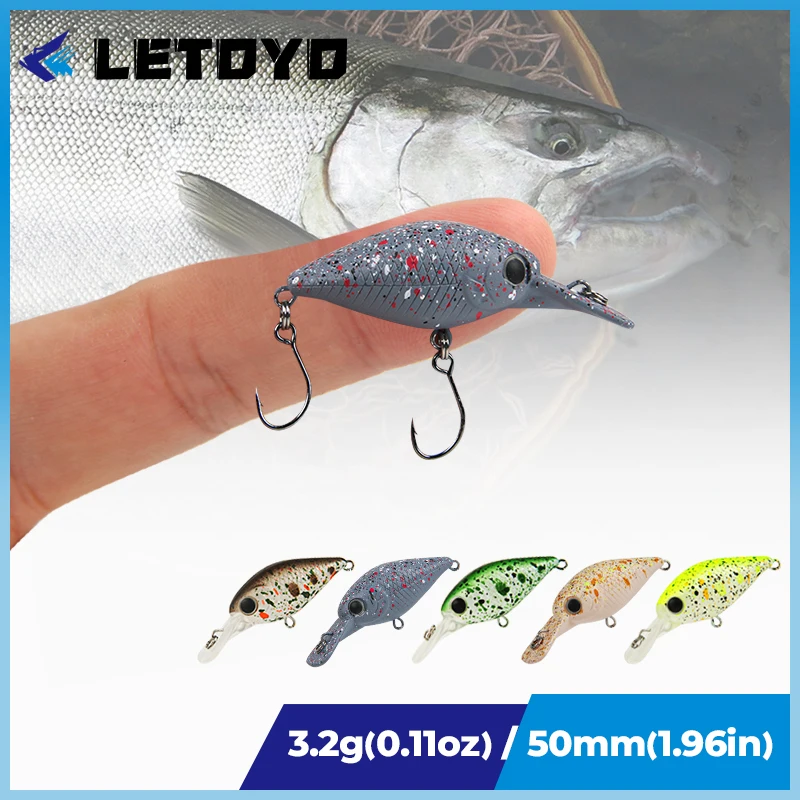 LETOYO 3.2g 50mm Crankbait Shallow Diving Fishing Lure Freshwater Stream 0-1.5m Floating Hard Baits For Trout Salmon Goby Crank