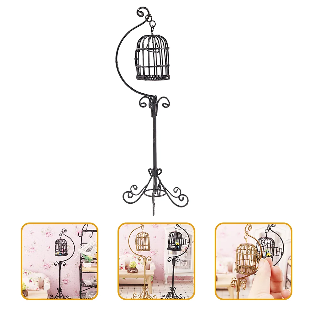 

Bird Cagedecor 12 Scale Pet Micro Furniture House Pets Animals Accessories Miniature Metal Toy Tiny Model Birdcage Mini