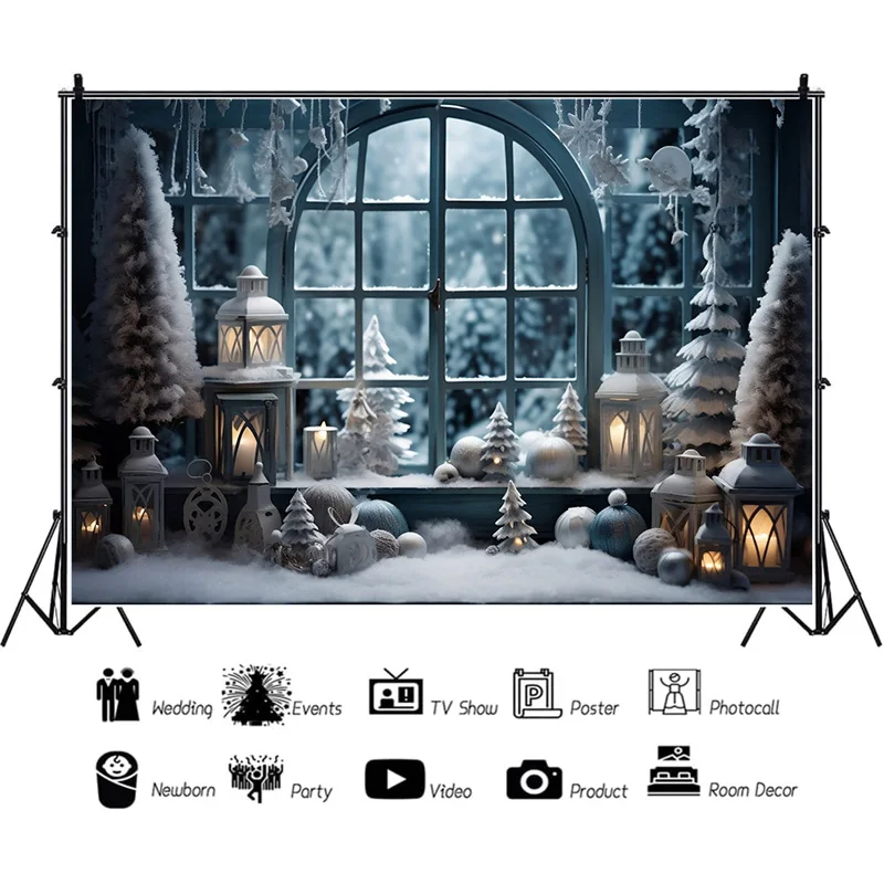 SHUOZHIKE Рождественская елка Окно Конфеты фотография фон деревянные двери Снеговик