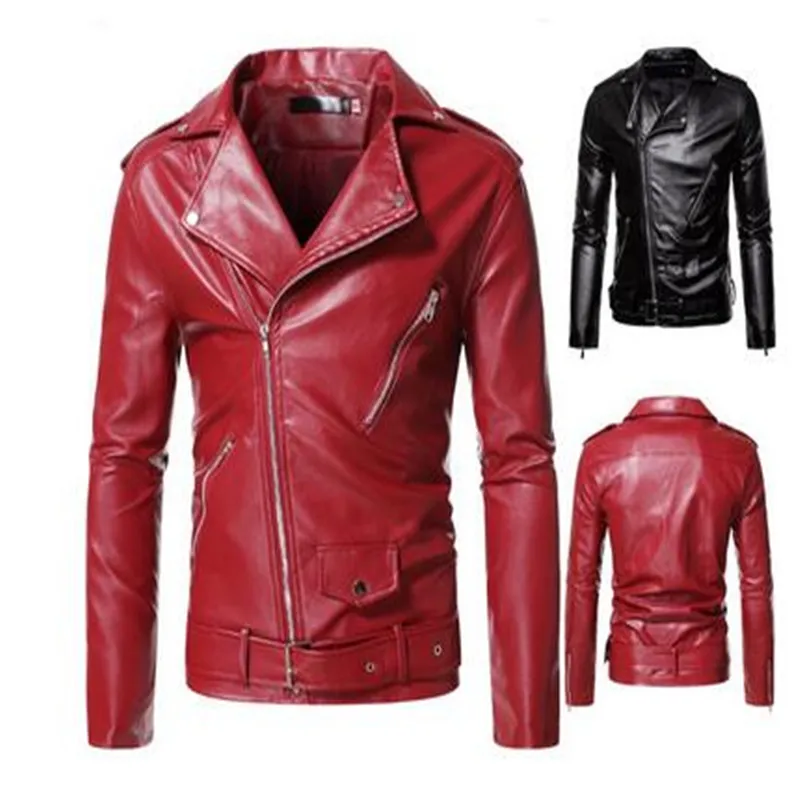 

Мужская модная кожаная куртка, облегающая куртка из искусственной кожи с воротником-стойкой, Мужская мотоциклетная куртка с защитой от ветра и лацканами, мужские куртки с Диагональной молнией, 2023