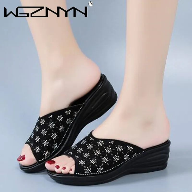 

2022 Women Sandals Platform Sandals Shoes Women Summer Peep Toe Sandals Slipper Indoor Outdoor Beach Shoes Female Bling Slippers