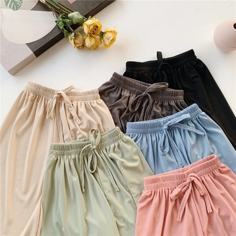 

2022 summer girls' mosquito proof pants solid color wide leg pants legged children's cool pants