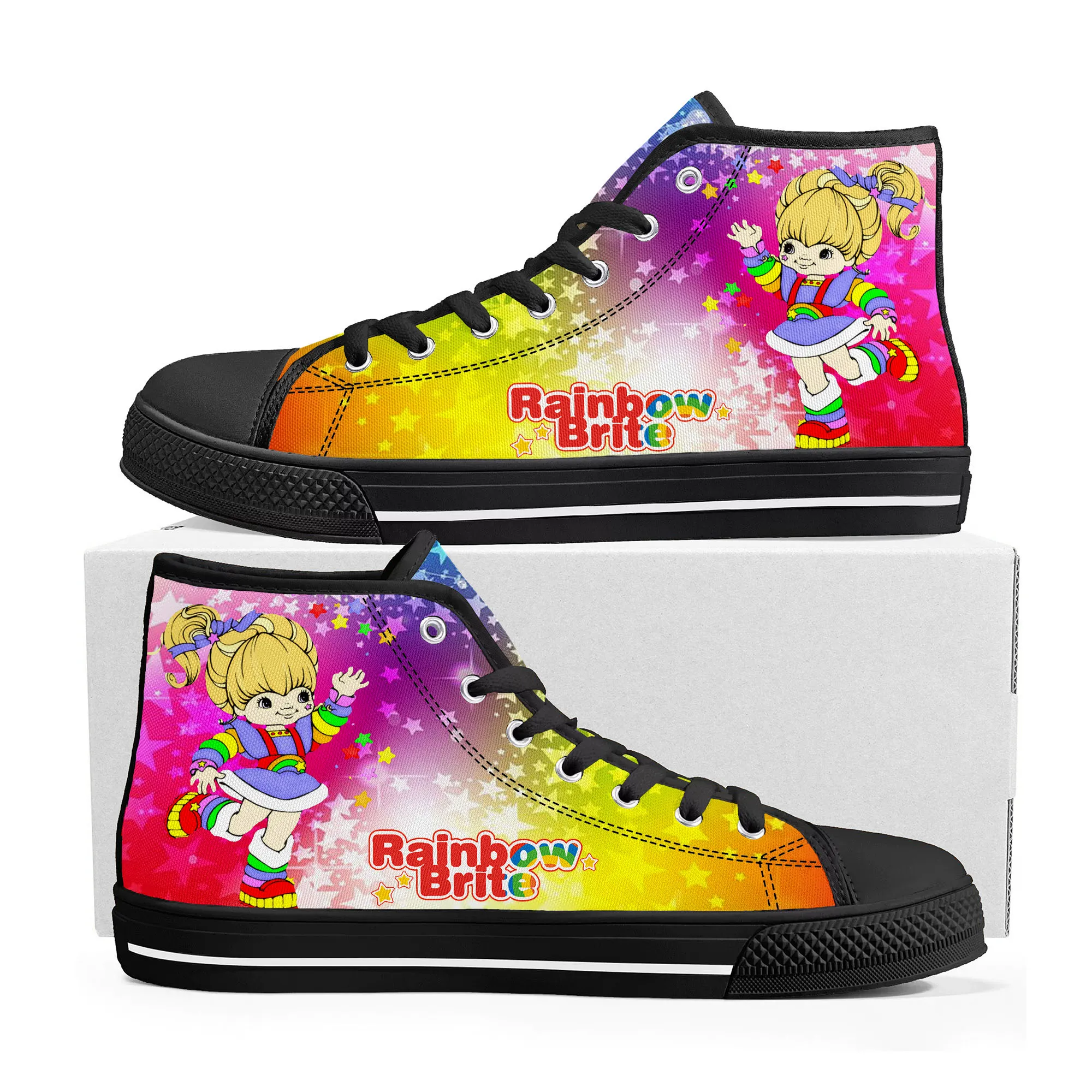 

Brite High Top Sneakers Mens Womens Teenager Rainbow High Quality Canvas Sneaker Cute Anime Cartoon Casual Custom Made Shoes