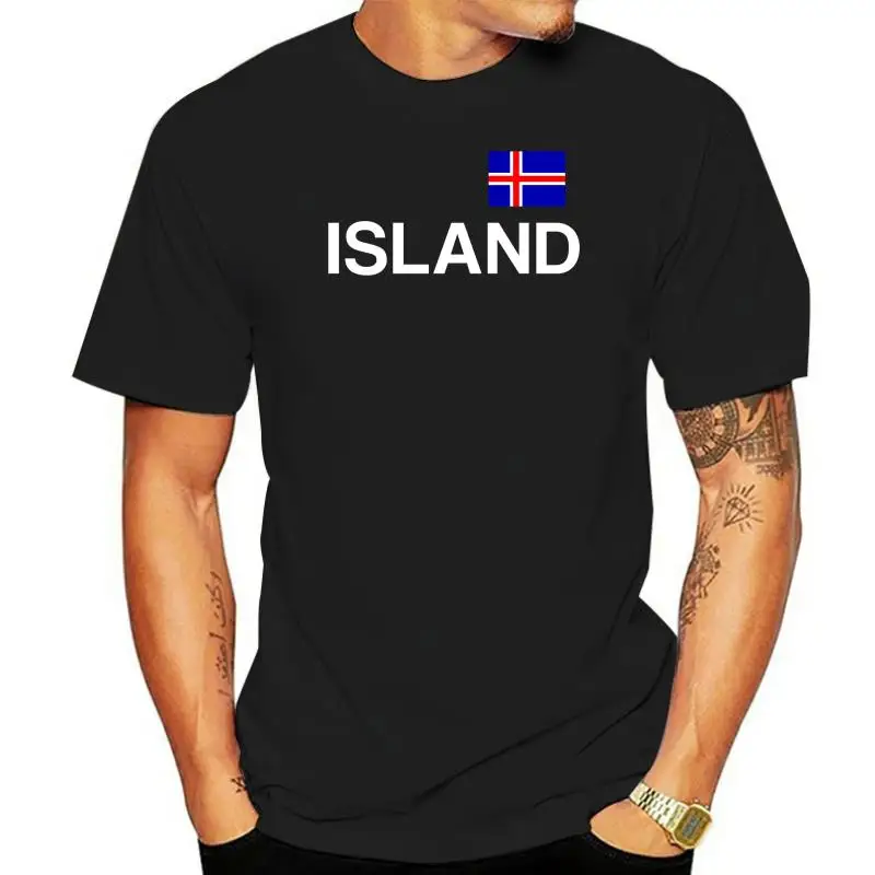 

Island T-Shirt - Black - with Flag Print - S to 3XL - Iceland Reykjavik EM