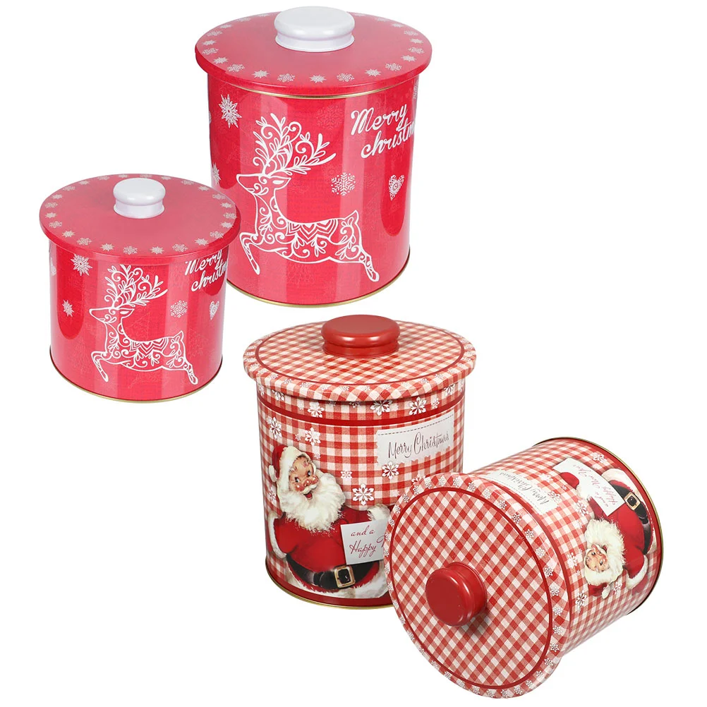 

Christmas Tins Jar Candy Cookie Box Gift Storage Canister Tinjars Tea Containerholiday Metalcontainers Round Treat Giving Sealed
