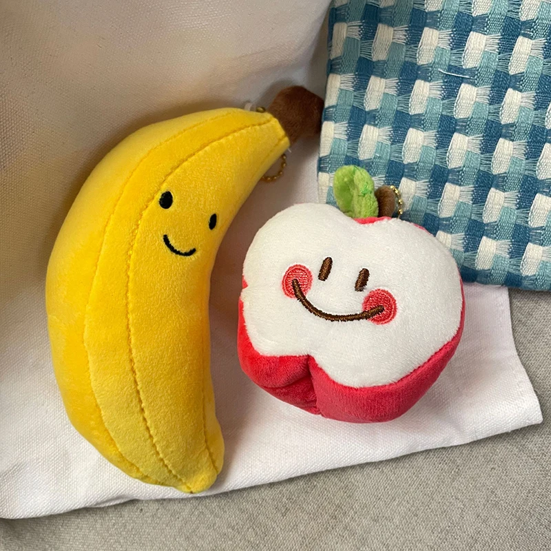1 шт. мультяшный милый плюшевый брелок банан яблоко забавный рюкзак подвески