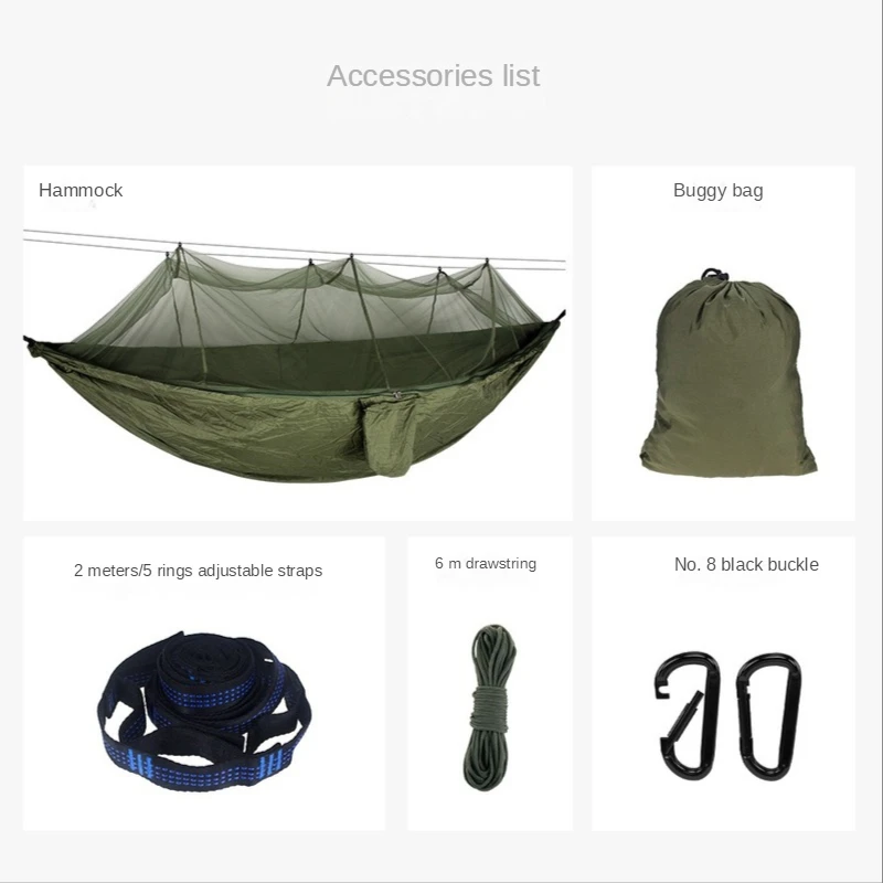 

Mosquito Proof Hammock Complete Accessories with Adjustable Binding Nylon Mosquito Net Hammock Suitable Kinds of Outdoor Camping
