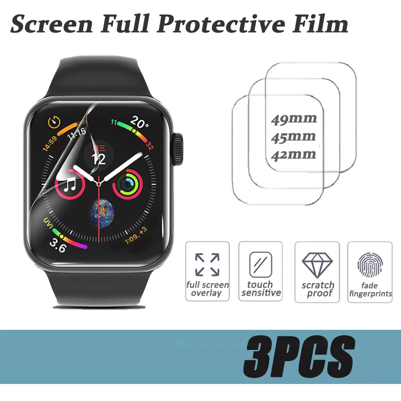 

Защитная пленка для Apple Watch 8 7 6 SE 5 4, прозрачная пленка без стекла для iWatch Series 49 мм 45 мм 42 мм, HD пленка