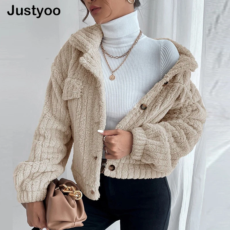 

Autumn And Winter Casual Thickening Warm Fur Coat Women Clothing 2022 New Lapel Single Breasted Pocket Long Sleeve Loose Coats