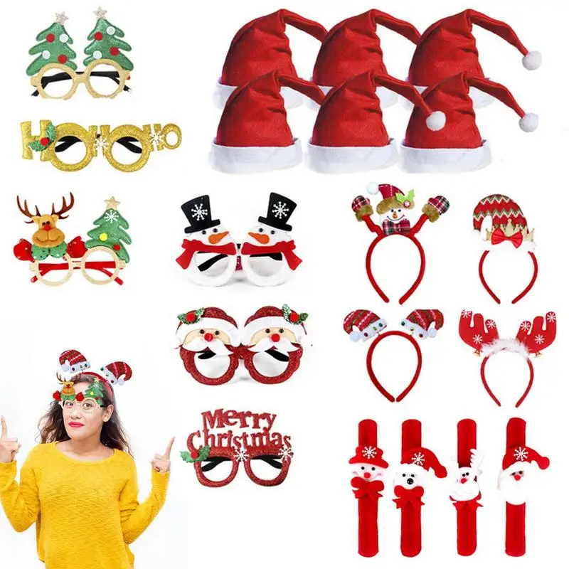 

Christmas Hat Glasses Frames Set Unique Holiday Season Parties Favors Christmas Headbands Party Glasses Frames Set Christmas