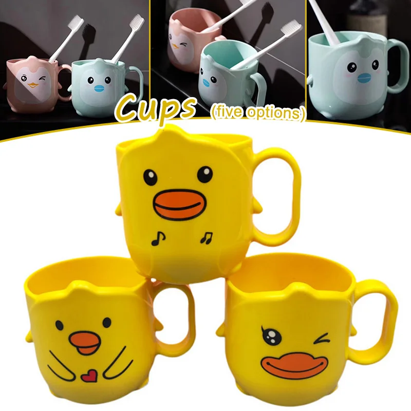 

Children's Toothbrush Cup Mouthwash Cup Cartoon Little Yellow Duck Water Cup Cute Shatter-proof Kids Drinking Mug Cup