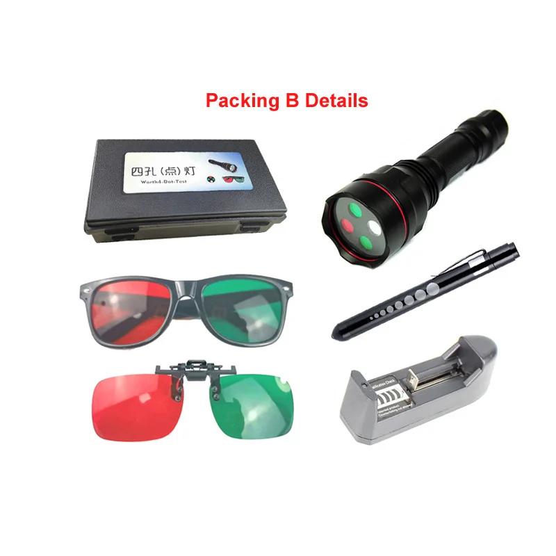 

1 шт., тройной 4-точечный тестовый комплект WFDT, зеленый, красный фильтр, очки, инструмент для тестирования визуальной функции для тренировки амблиопии DK01