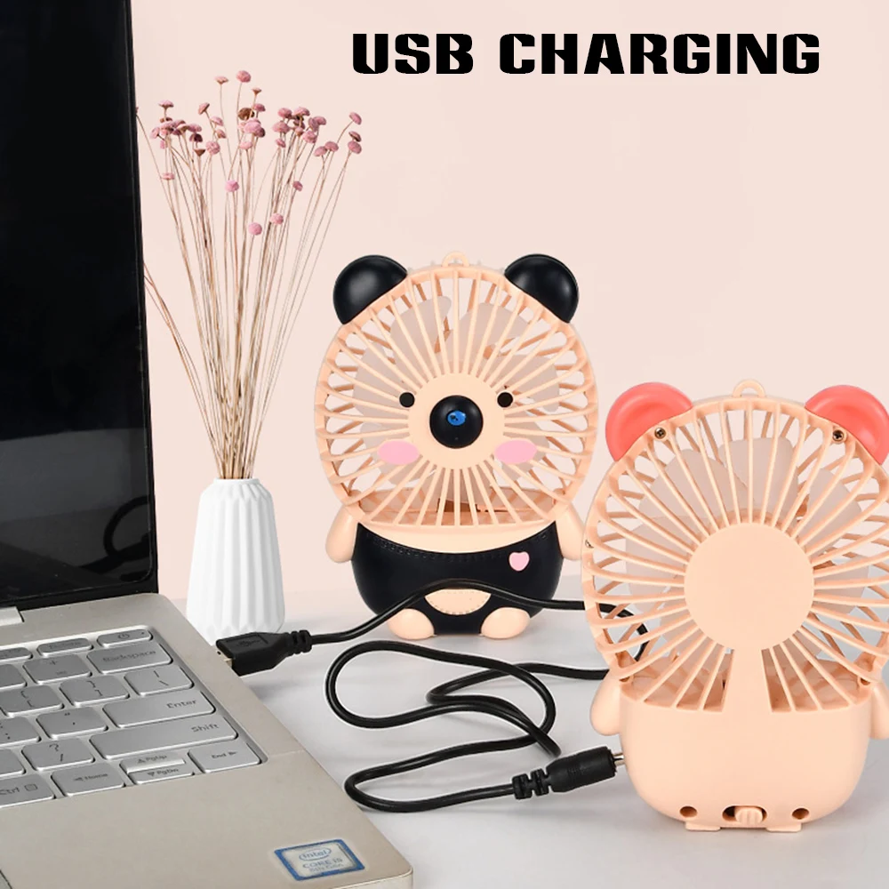 

Desktop Fan With 7 Fan Blades Usb Rechargeable Mini Necklace Fan Desktop Fan Portable Quiet Non Slip Base Small Fan