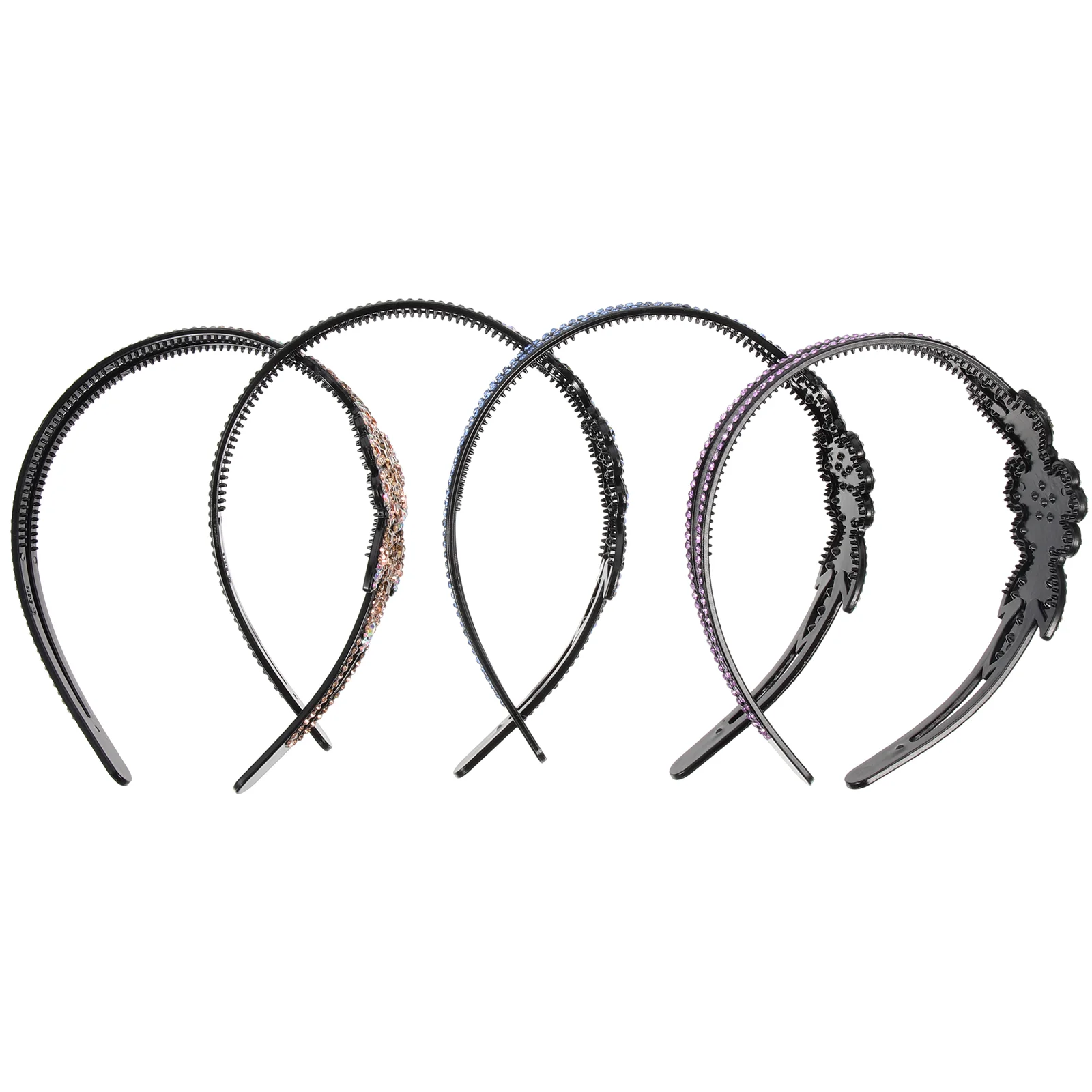 

4 Pcs Temperament Rhinestone Headband Miss Headbands Rhinestones Hair Accessory