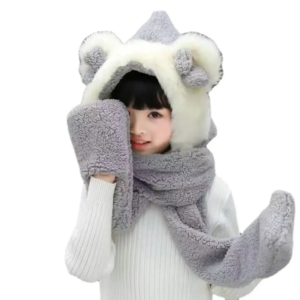 Детская ветрозащитная шапка 3 в 1 с бантом и медведем