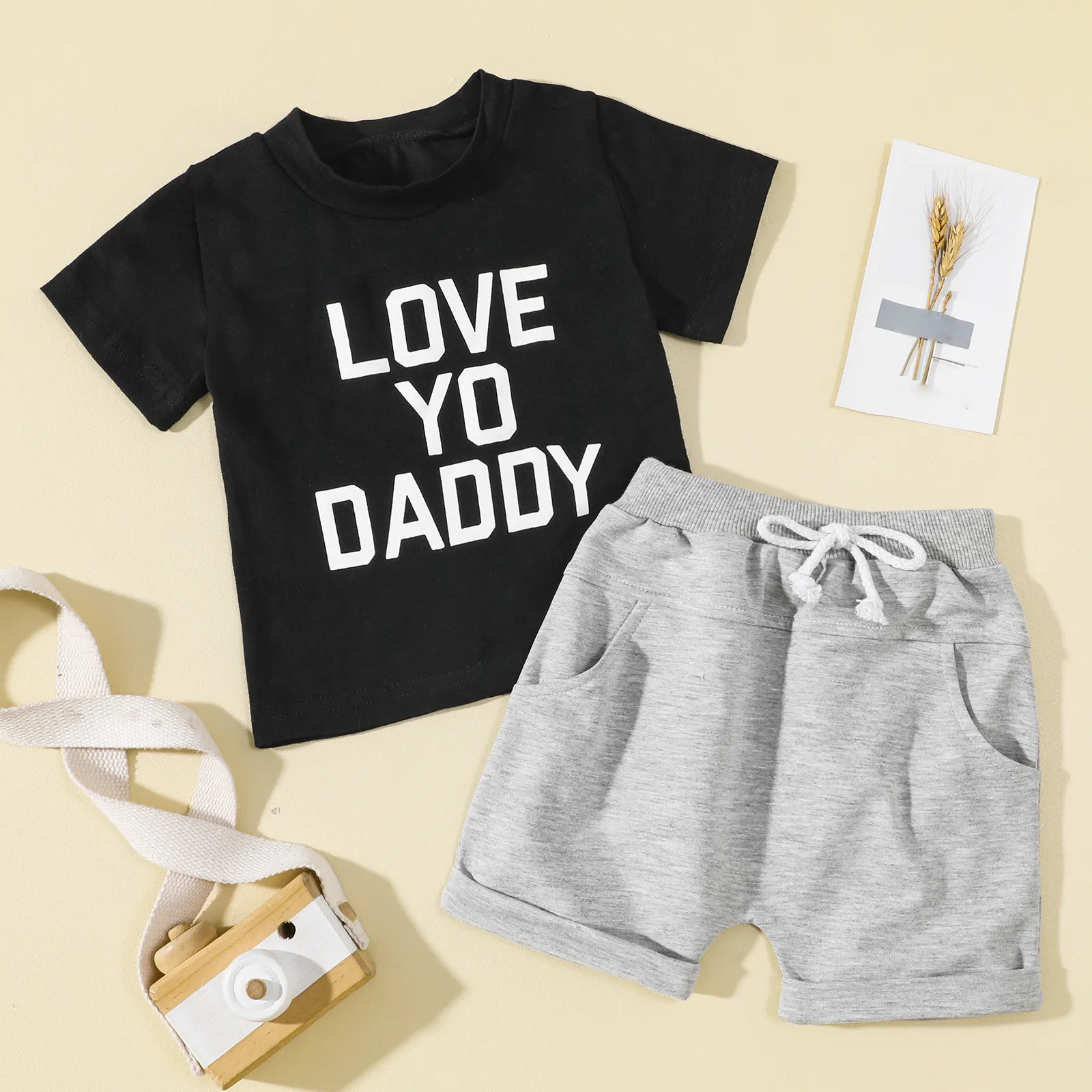 

Newborn Infant Baby Boys Outfits Sets Cotton Letter Print New Spring Summer Short Sleeve Tshirt Shorts Sets Baby Clothes Sets