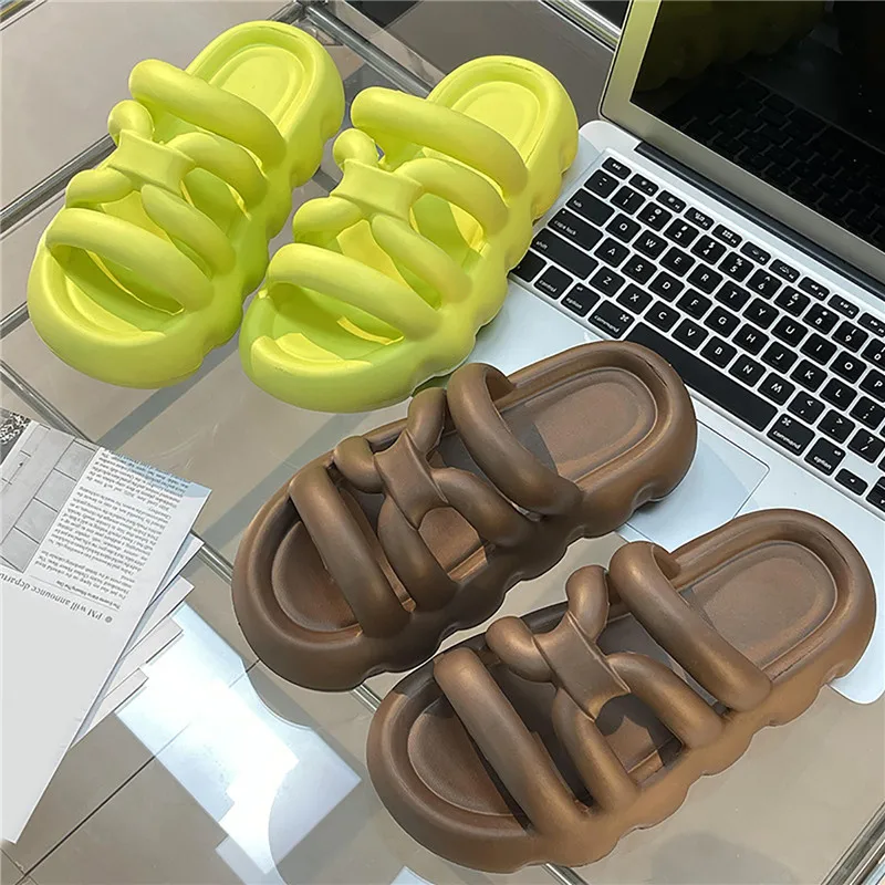 

Сандалии женские с мягкой подошвой, ажурные Шлепанцы из ЭВА, для дома и улицы, модные тапочки на толстой подошве, лето 2023