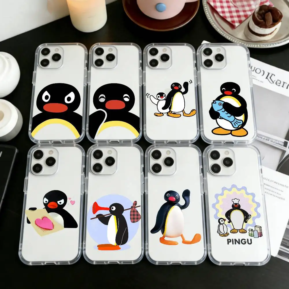 Фото Милый чехол C-Cute Kawaii P-Penguin для iPhone 17 16 15 14 13 12 11 Mini Pro Max Plus, прозрачная накладка №1