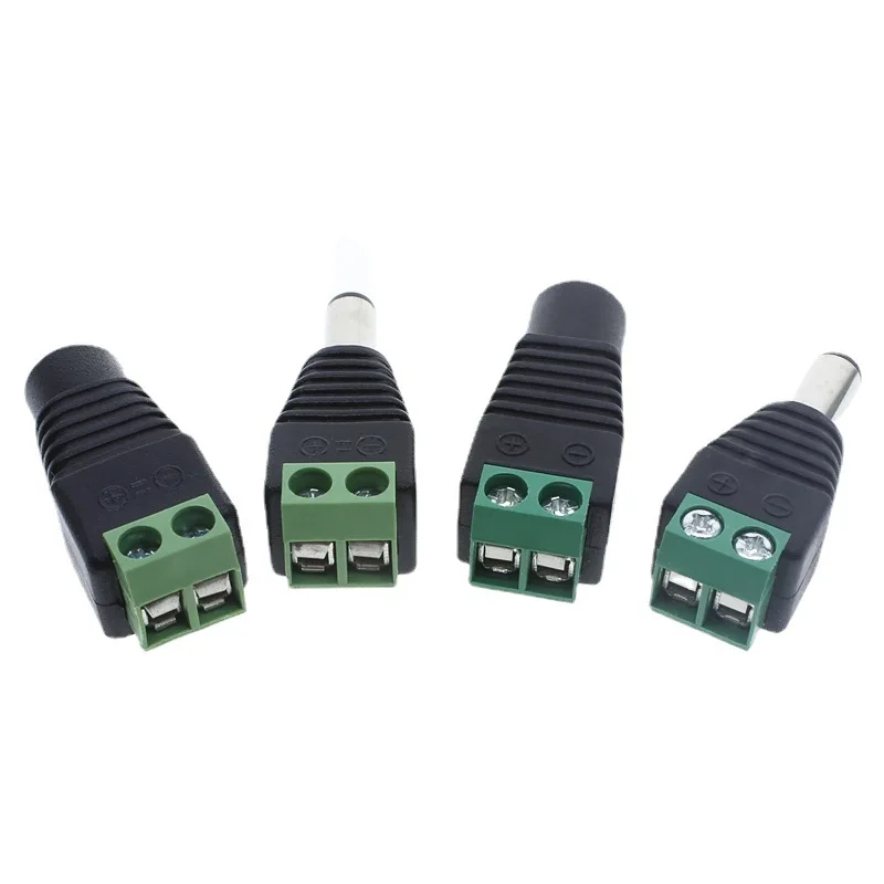 

5,5 мм x 2,1 мм розетка штекер постоянного тока одноцветная Светодиодная лента и камеры видеонаблюдения зеленый адаптер для 5050 3528 5060