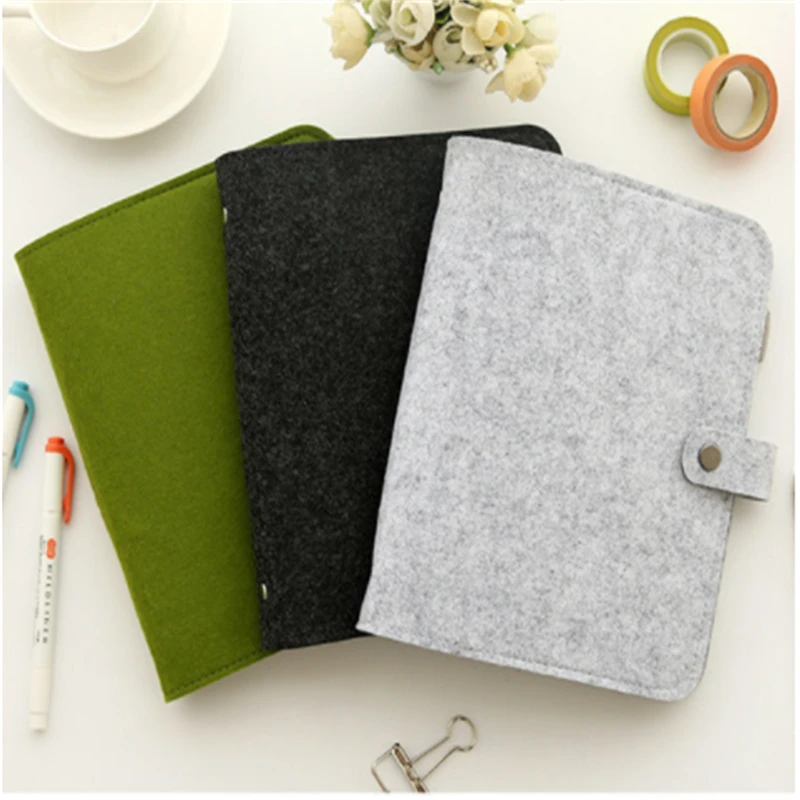 

New A5 A6 Felt Shell Notebook Cloth Fabric Notebook Ring Binder Diary Notebook Paper Holder Portable Diary Stationery Gift