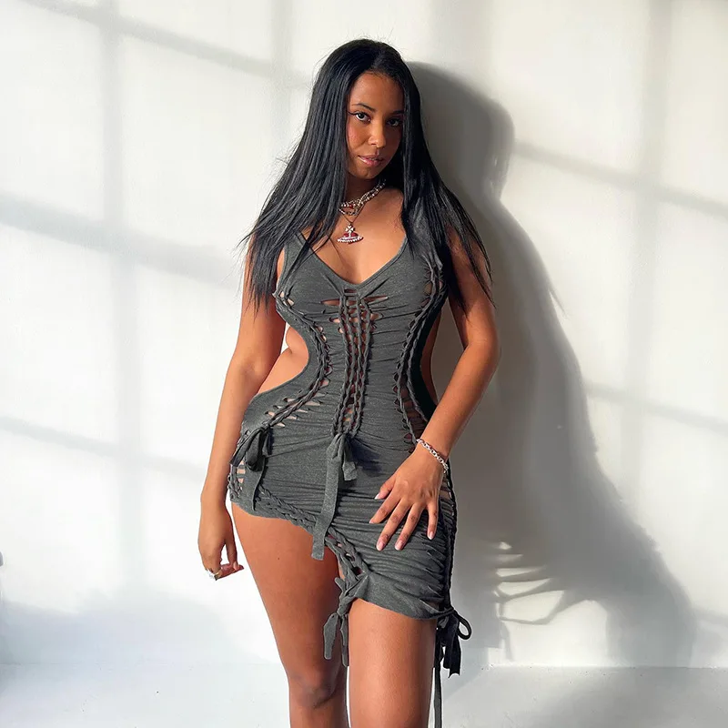 

Сексуальные асимметричные женские платья без рукавов с V-образным вырезом