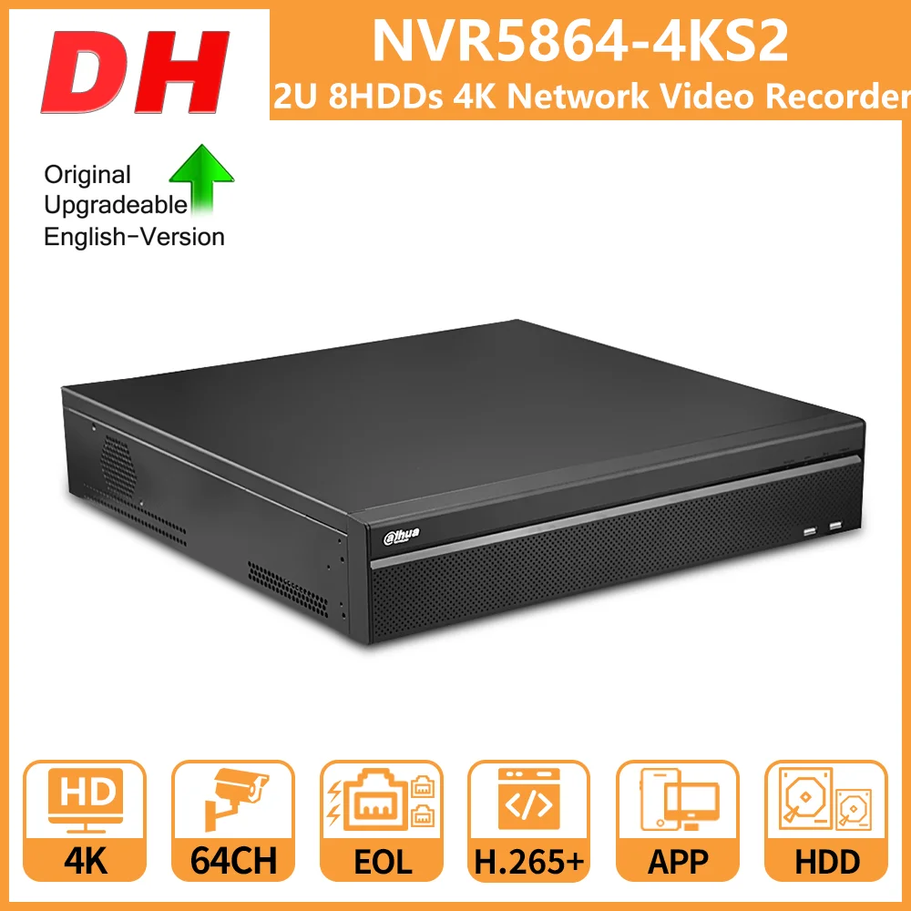 

Dahua NVR 2U 8HDDs 4K Network Video Recorder 64CH NVR5864-4KS2 Face Detection and Recognition ANPR People Counting