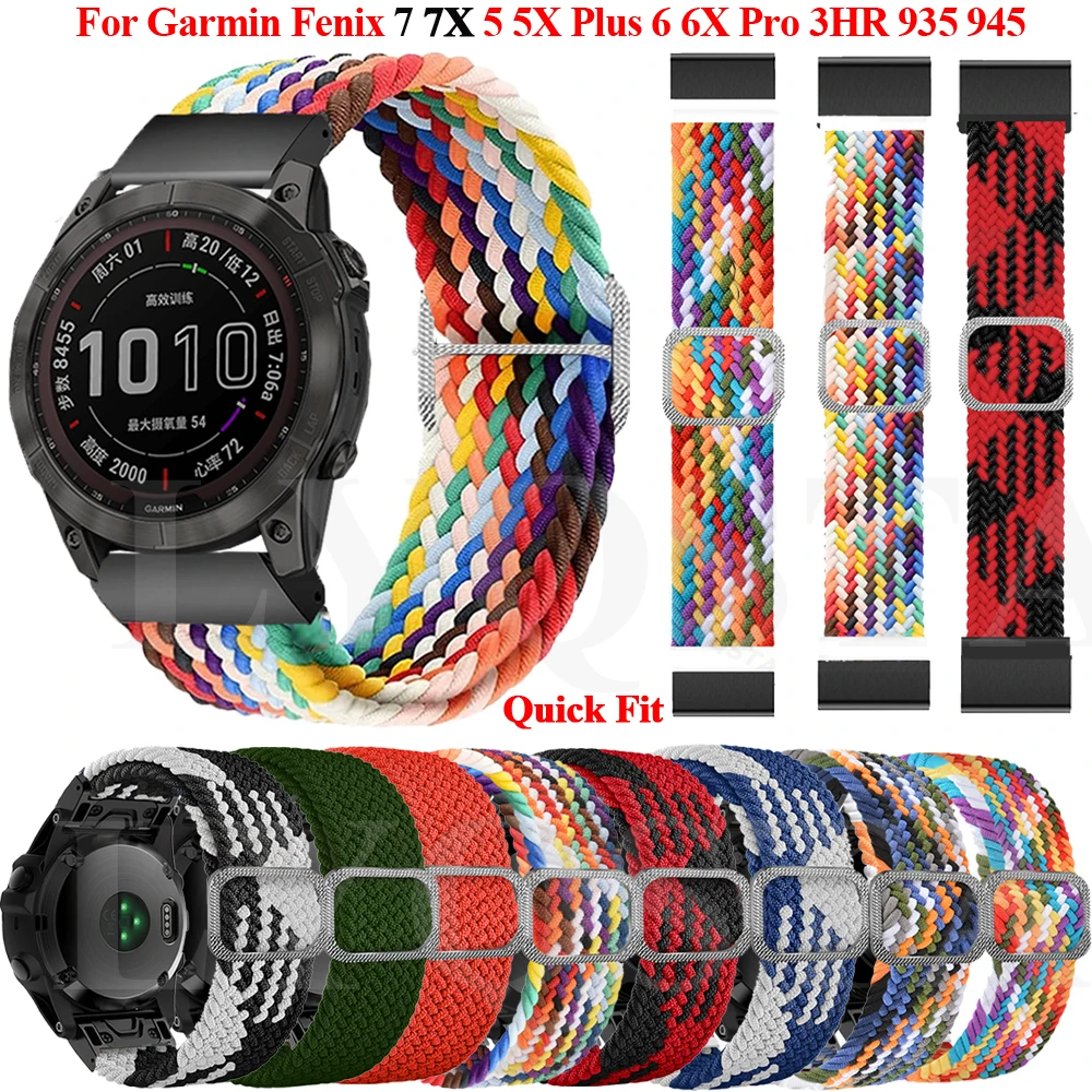 

22 26mm Loop Nylon Watchbands QuickFit Release Straps For Garmin Fenix 6 6X Pro 5X 5 Plus 3HR Fenix 7X 7 935 MK2 Watch Band Belt