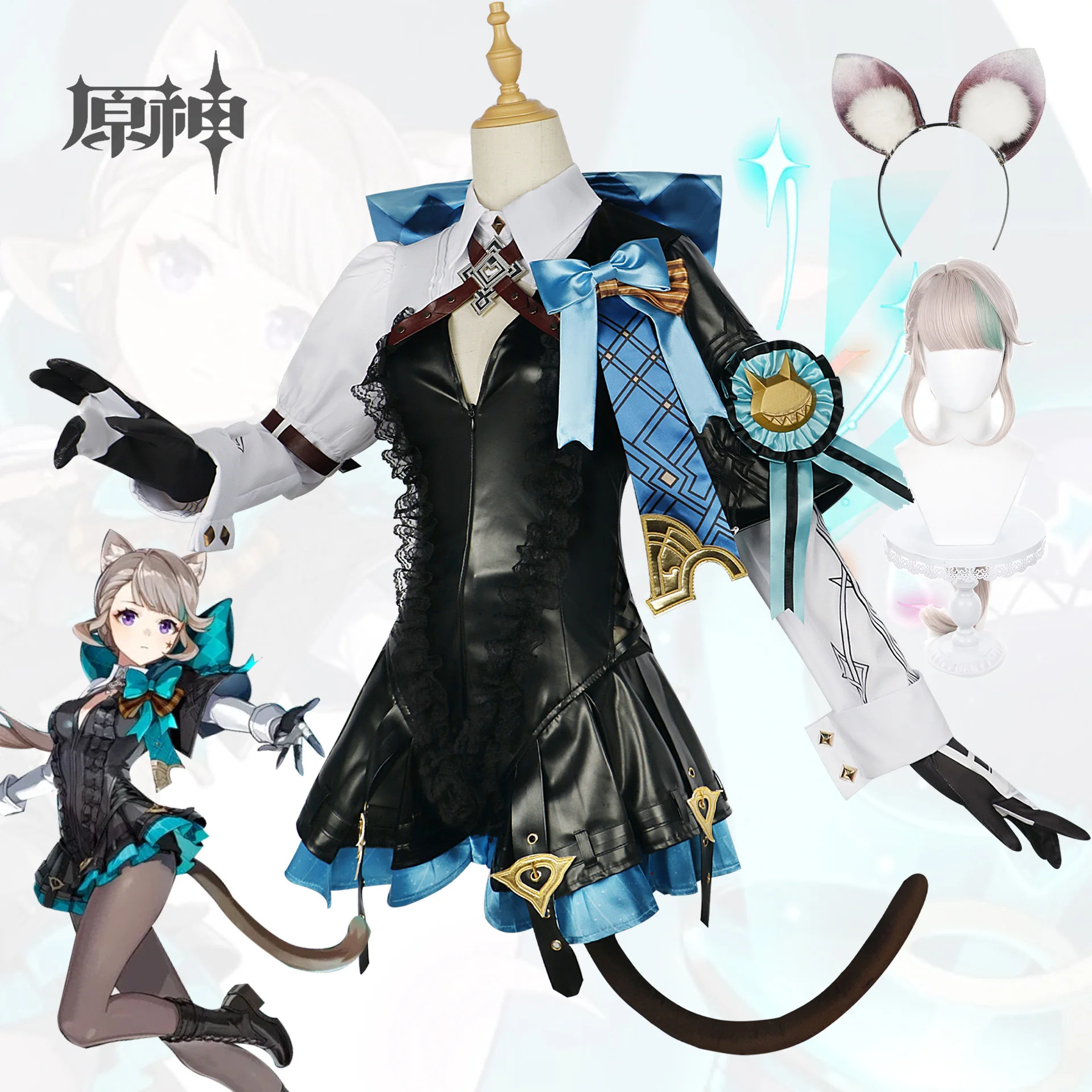 

Game Genshin Impact Lynette Cosplay Halloween Cloak Christmas Carnival Costume Cosplay Costumes Wig Full Set For Women Dress Wig