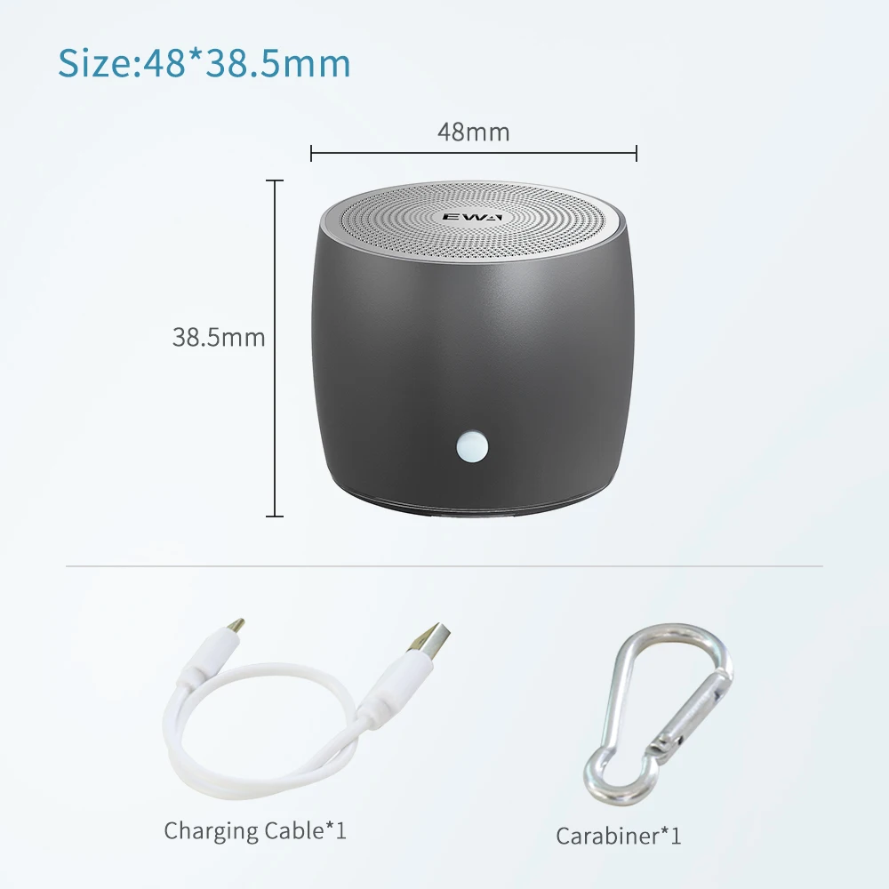 Фото Новая портативная Bluetooth-колонка EWA A103 Mini с мощными басами, водонепроницаемая (IPX5), беспроводная, в металлическом корпусе, с громким звуком и шумоподавлением №3