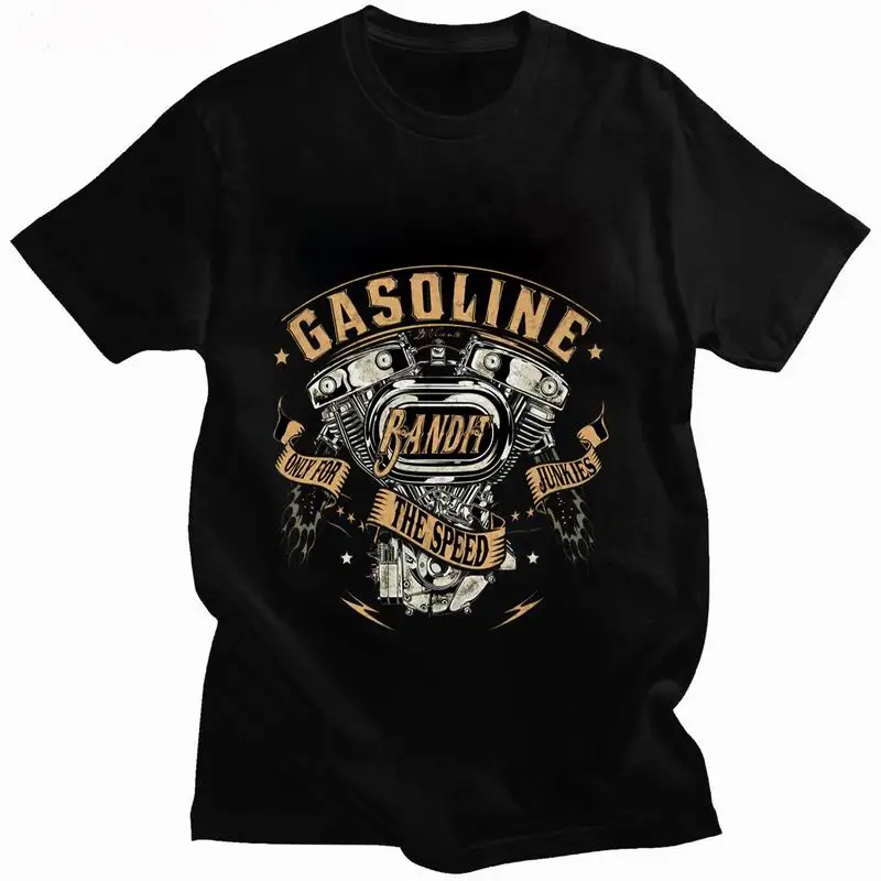 

Gasoline EngineT Shirt Men Summer New Arrival O-neck Industrial Style DIY T-shirts Tops Hip-hop Men Clothing
