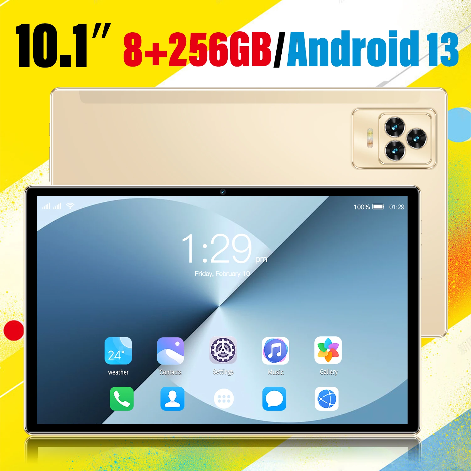 

Global Version New Tablet 8G+256GB 10.1 Inch WiFi Android13 PC Tablet Dual SIM Card 5G Call Phone GPS Bluetooth Gifts