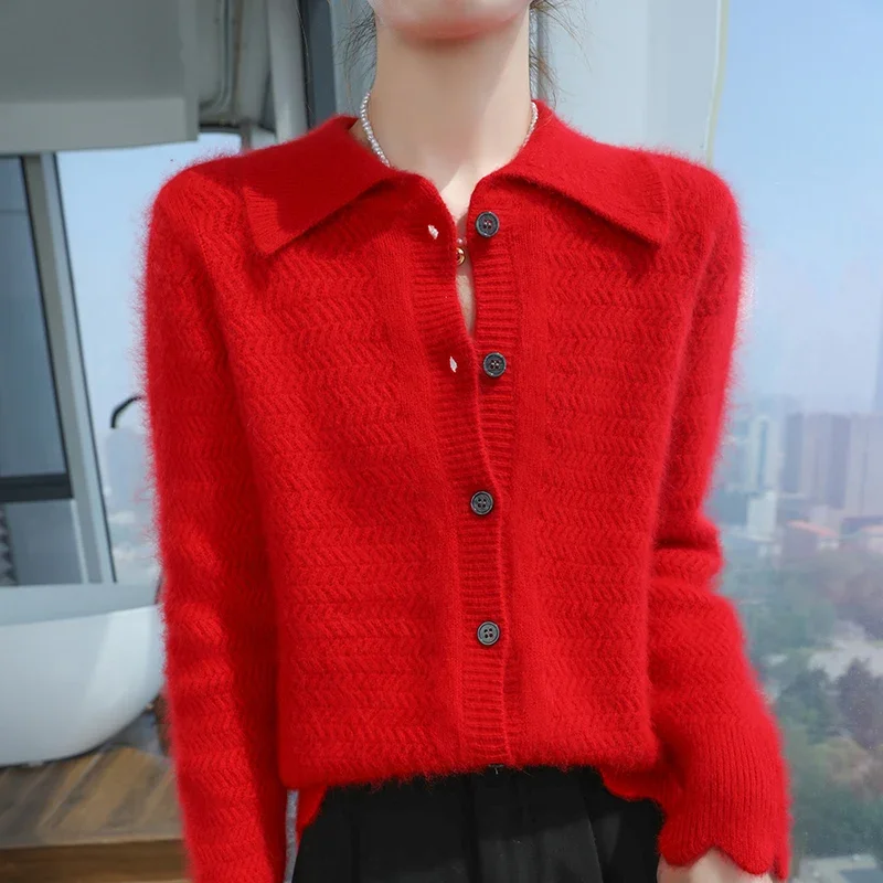 Норковый кашемировый кардиган для женщин шерстяной свитер плотное пальто
