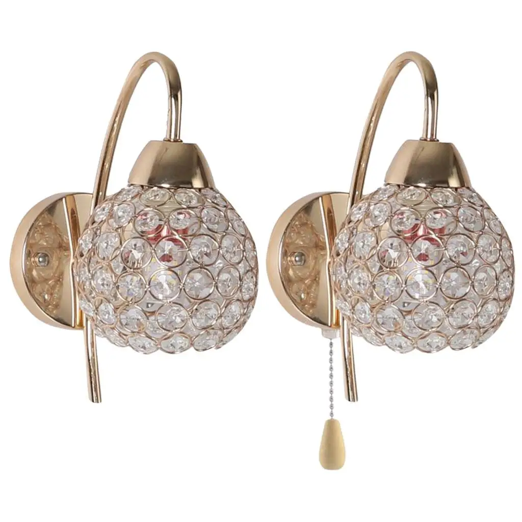 

Bedside Wall Light Sconce Fixtures Crystal Gold Glass Lighting E27 Wall Mounted Night Lamp for Indoor Decoration Restaurants Bar