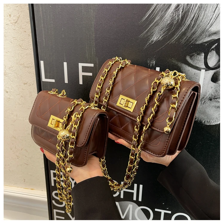 

Ladies Casual PU Leather Handbag Wallet Ladies Elegant Chain One Shoulder Messenger Bag Popular Fashion Messenger Bag Bolsas