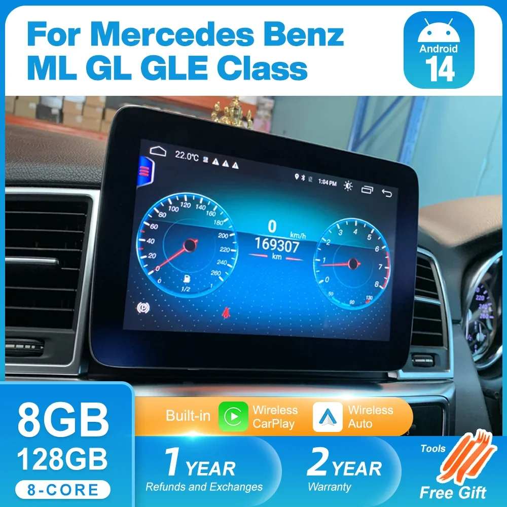 Автомобильный радиоприемник Android 14 для Mercedes Benz ML GL GLE Class W166 X166 GPS беспроводной Auto
