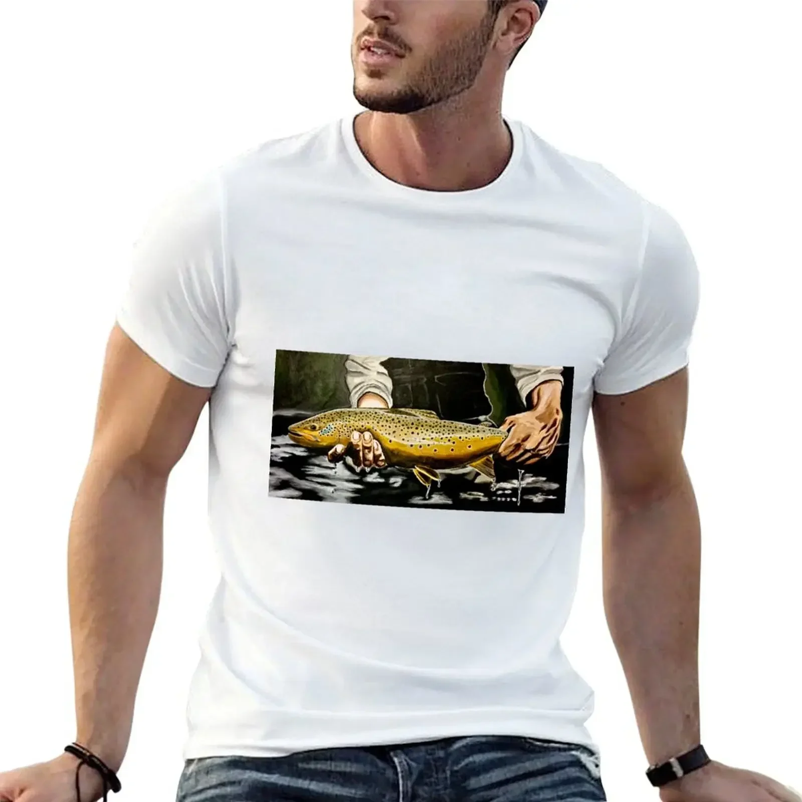 North Platte Brown - Trout Painting T-Shirt sports fans blacks mens t shirt