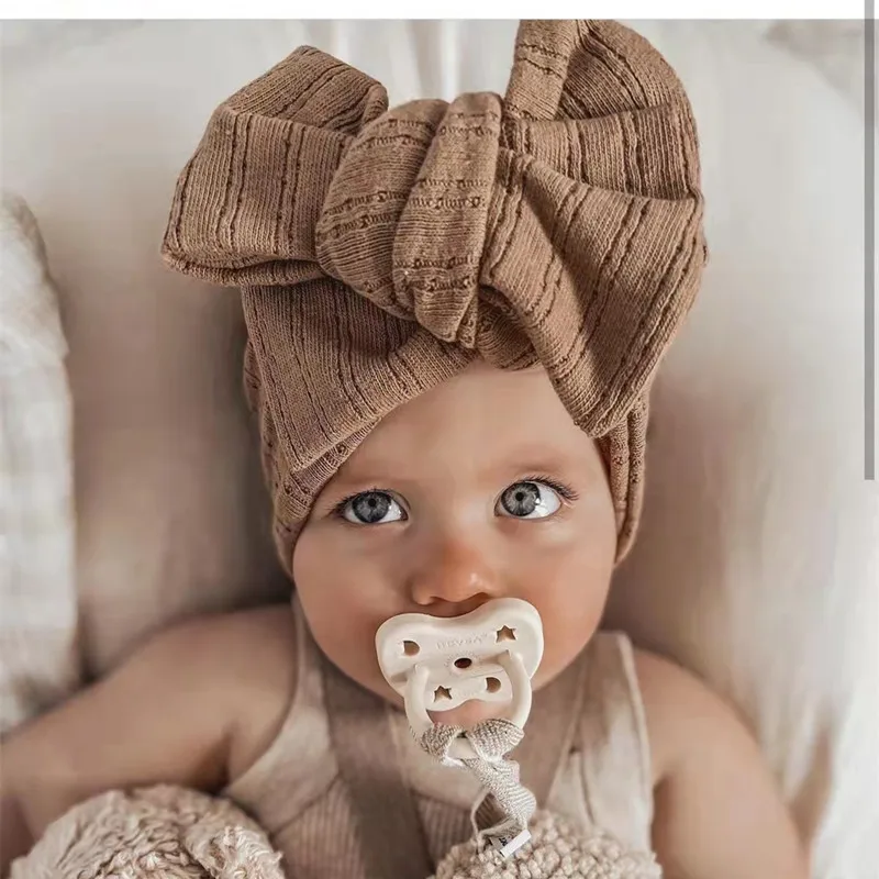 

Baby Girl Nylon Headband Bowknot Headbands Solid Color Wide Turban Kids Strechy Hairband Hair Accessories Gifts 2021 New