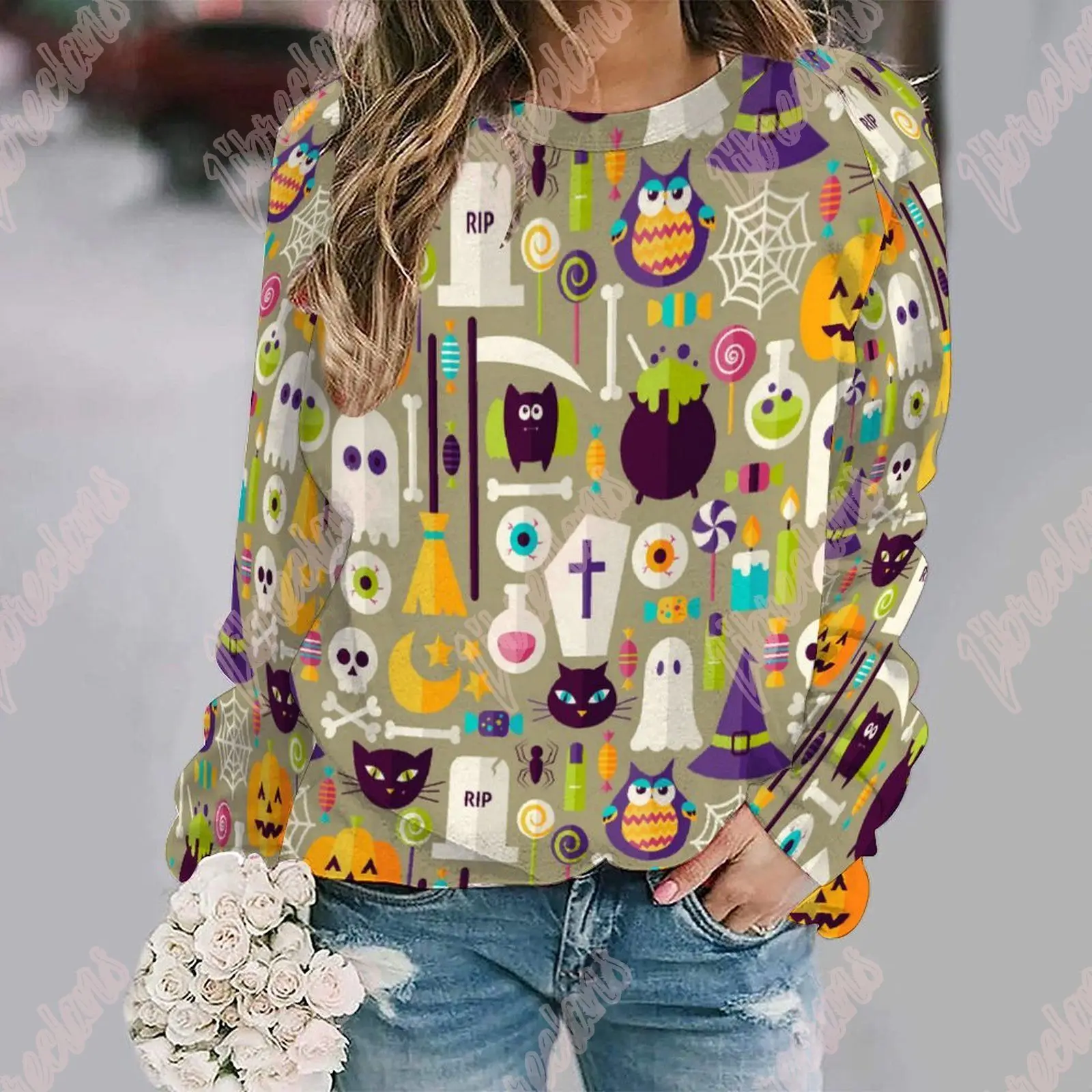

Womens Purple Pullover Casual Hoodies For Womens Halloween Pumpkin Printing Hoodies Fall Fashion Long Women Soft Sweatshirt