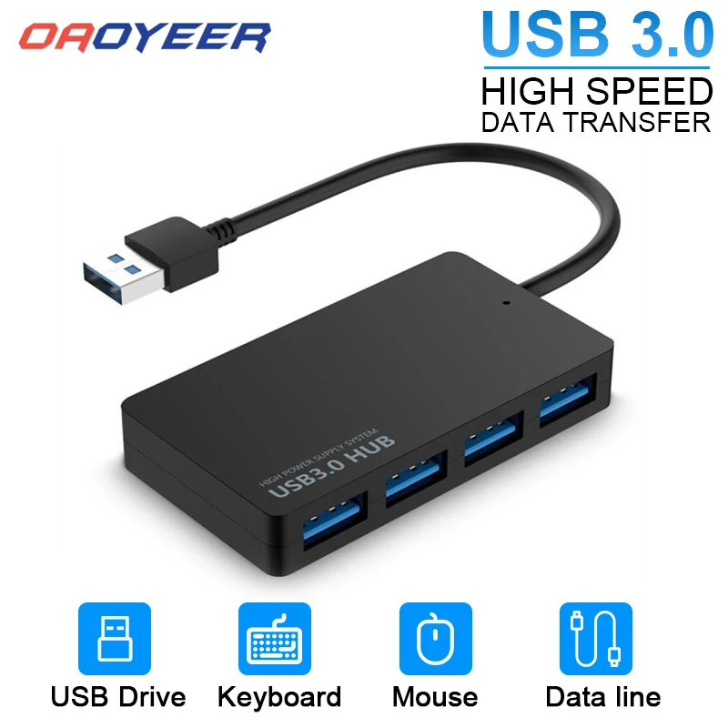 

1pc High Speed USB 2.0/3.0 HUB Multi USB Splitter 4 Ports Expander Multiple USB Expander Computer Accessories For Laptop PC